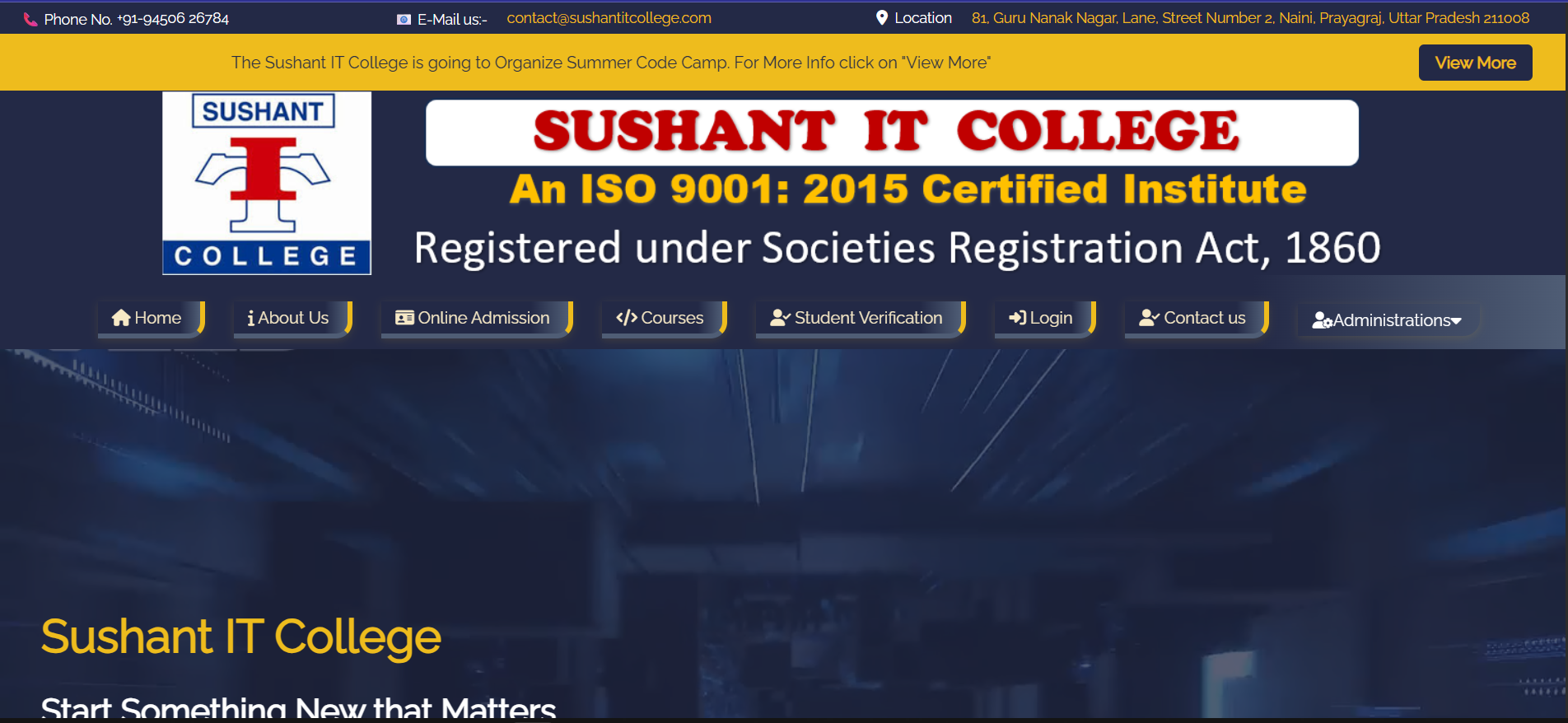 Sushant IT College Website